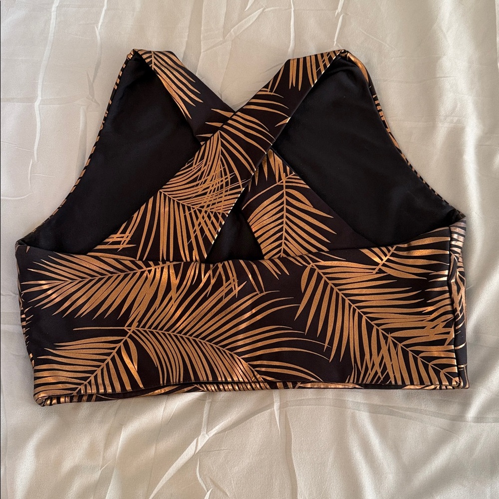 Emily Hsu Designs Black and Gold Leaf Print Leggings Set xs/med K20 - Picture 3 of 9